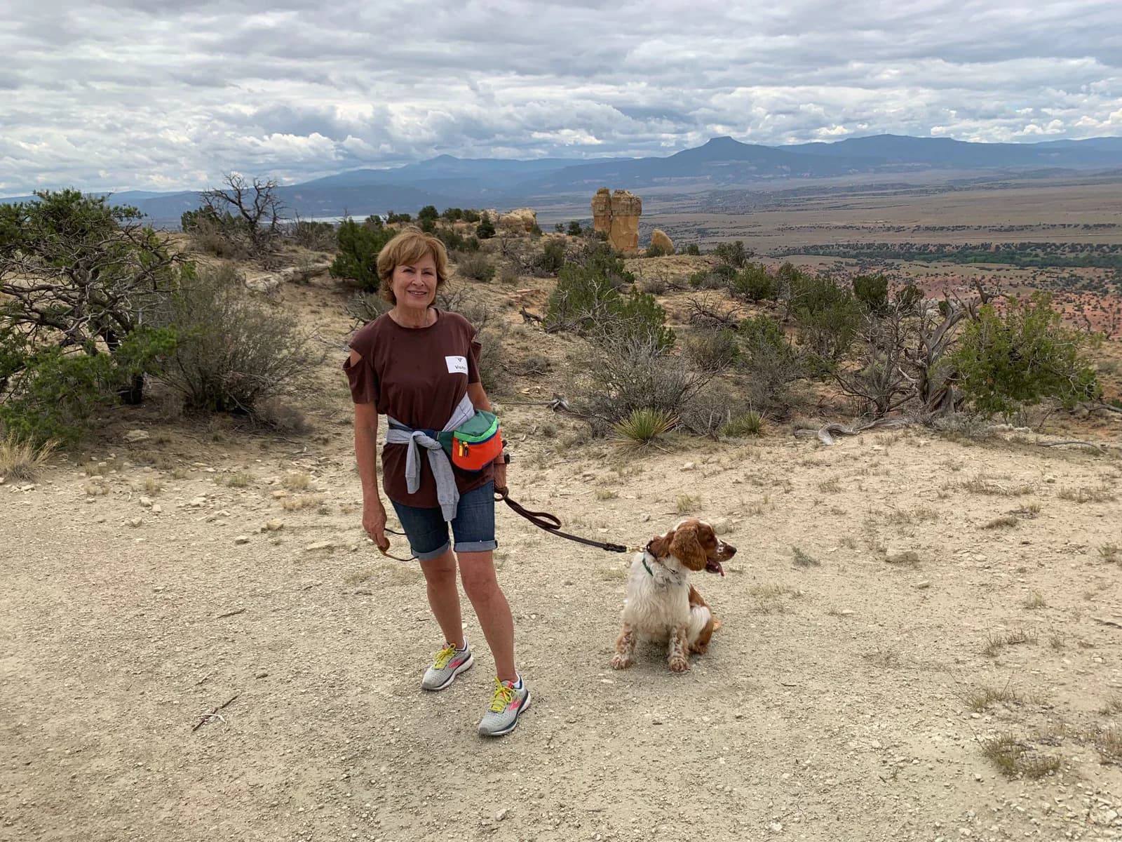 Patti Tauber hiking with her dog